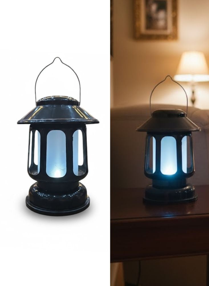 بريميم فانوس رمضاني كلاسيكي أسود اللون مع إضاءة صمام ثنائي باعث للضوء بلون دافئ - Image 1